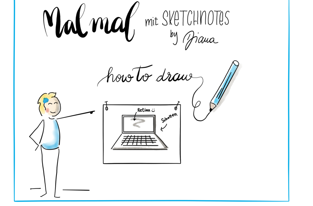 Sketchnotes Anleitung zum Nachzeichnen – Laptop