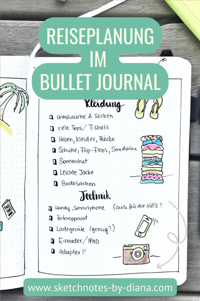 Reiseplanung im Bullet Journal Ideen und Sketchnotes